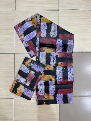 Royal Ember Batik Brocade Fabric – Deep Red Gold