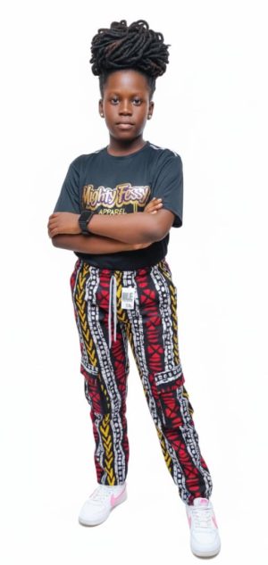 Trendy Little Girls Ankara Cargo Pant Without T-Shirt