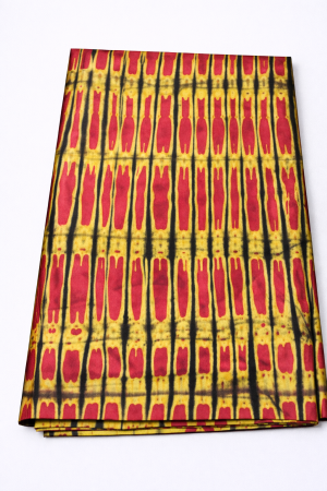 Crimson Gold Vertical Burst Adire Silk