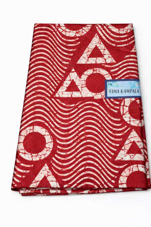 Vima Kampala Red and White Wavy Lines Fabric
