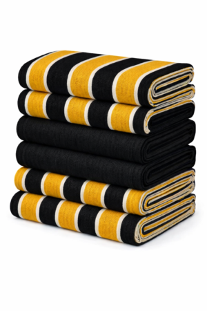Nigerian Aso-Oke Bundle Black Yellow White Stripes