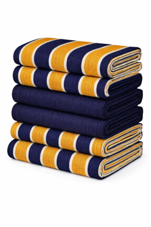 Nigerian Aso-Oke Bundle Blue Yellow White Stripes