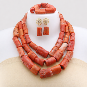 Nigerian Grand Tiered Royal Coral Bead Jewelry Set