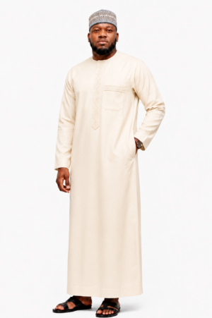 Cream African Traditional Kaftan For Men