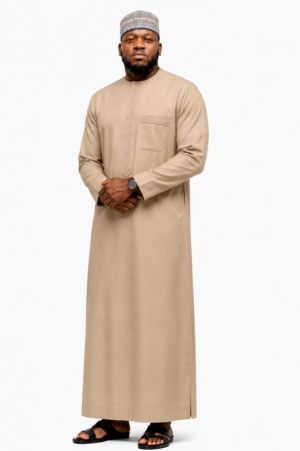 African Men’s Light Brown Kaftan - 1pc