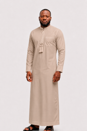 Modern African Men’s Embroidered Brown kaftan - 1pc