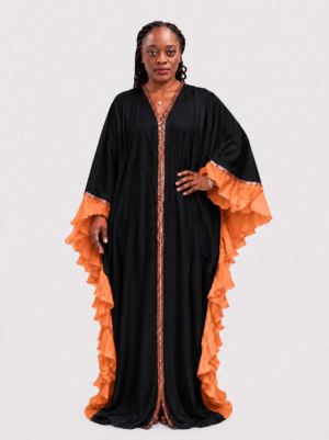 Bold Mighty Fessy Black Peach Royal Abaya Boubou