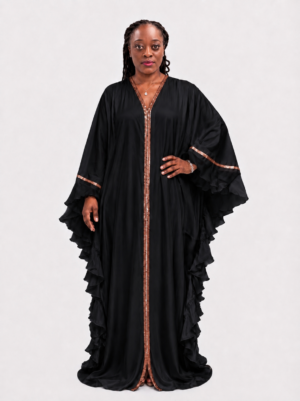 Regal Mighty Fessy Black Royal Abaya African Boubou