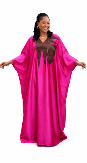 Pretty Mighty Fessy Fuchsia Pink Embroidered Boubou