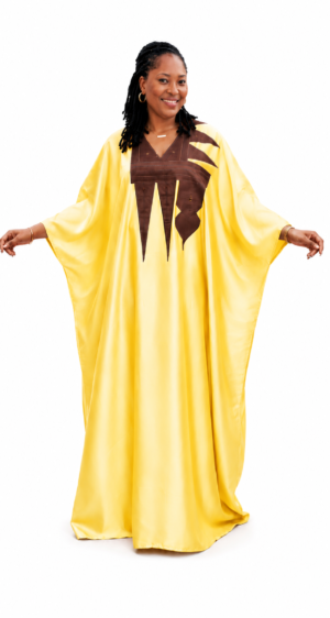Migty Fessy Canary Yellow Embroidered Women Boubou
