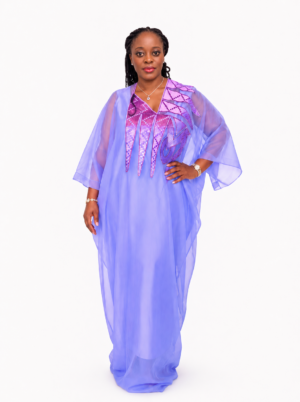 Women's Purple Organza Boubou 2pcs Party Wear