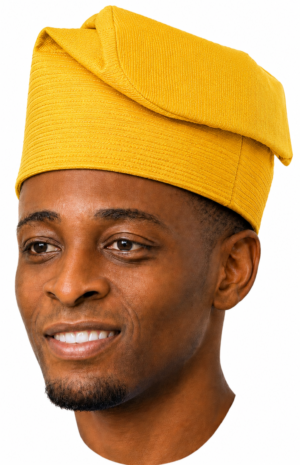 King's Legacy Yellow Aso Oke Cap For Wedding Party