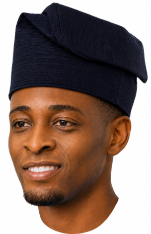 Royal Infinity African Navy Blue Aso Oke Cap