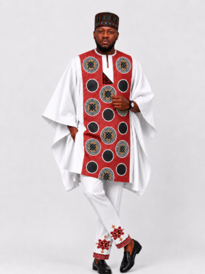 Men 3PC White Short Agbada Outfit – Stylish